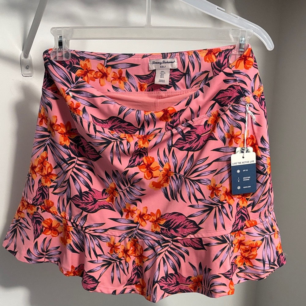Tommy Bahama Pink and Orange Floral Golf Skirt